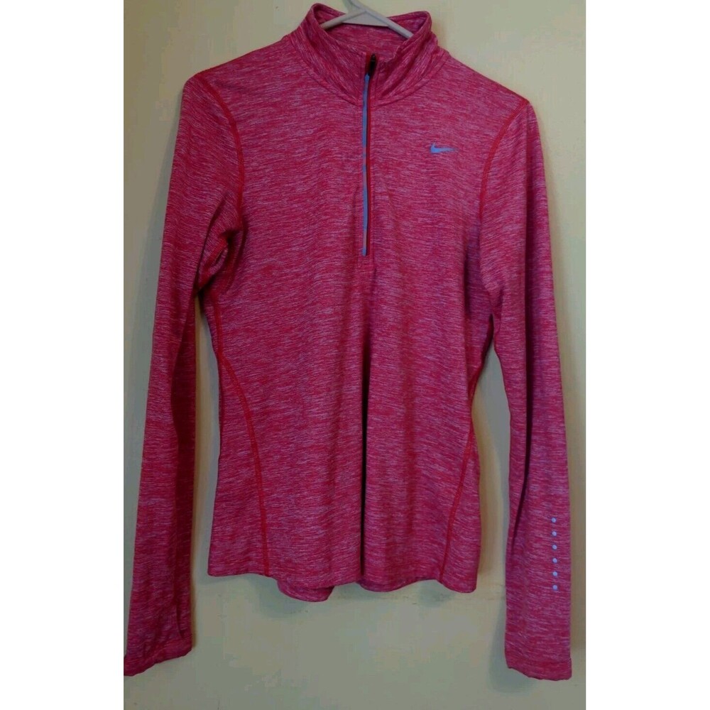 Nike Running Women's Dri-Fit Long Sleeve Heather Orange 1/4 Zip Pullover Size S